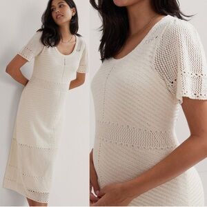 HATCH BRIELLE CROCHET KNIT VANILLA KNIT DRESS SIZE MEDIUM